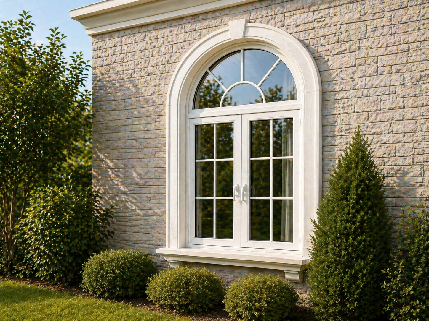 uPVC arched windows in Coimbatore — curved-top design adding timeless architectural elegance to villas, bungalows and heritage homes in Tamil Nadu